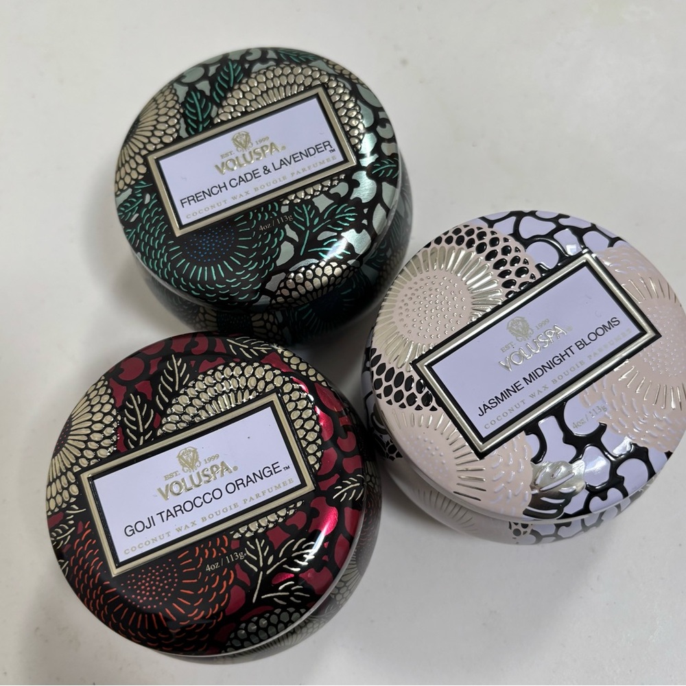 Voluspa Mini Tin 
3 tins
4 oz ea